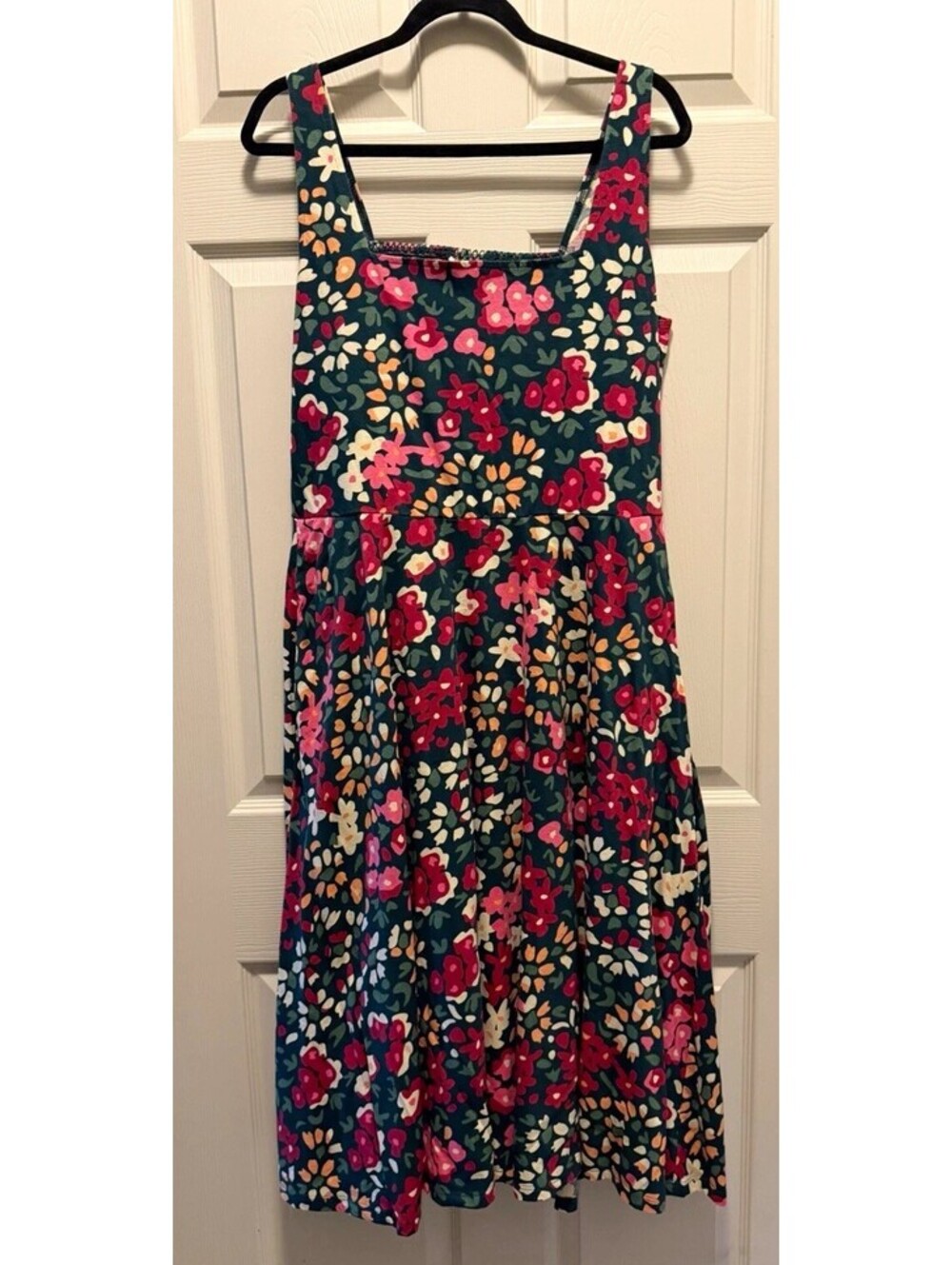 Happy Earth “Lily” Wildflowers Midi Dress Women’s XL - Organic Cotton, Pockets